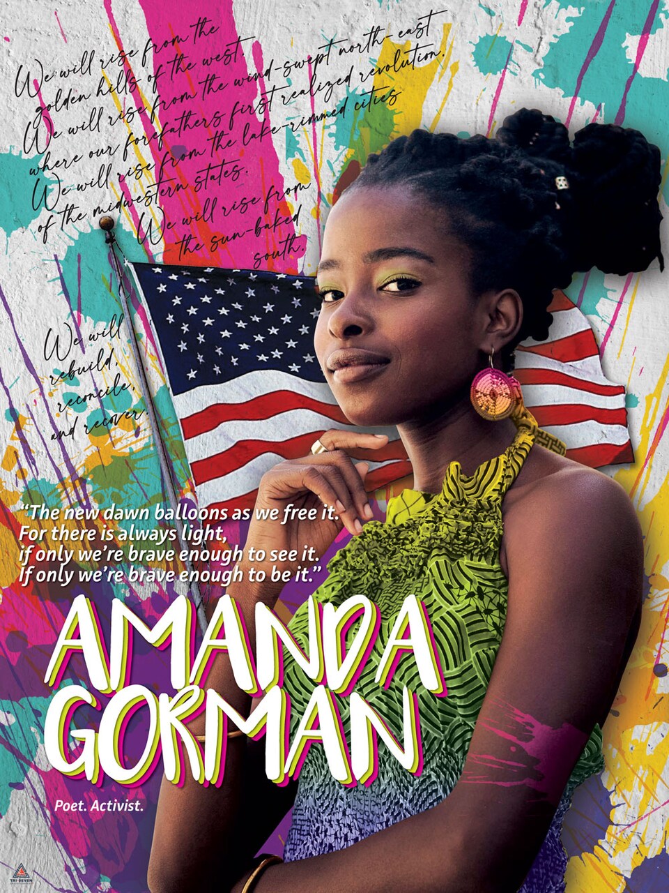 Amanda Gorman Poster Poem Poet Laureate Educational Wall Art Print, 18"x24", Unframed